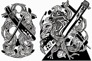 Frog with a samurai sword tattoo idea
