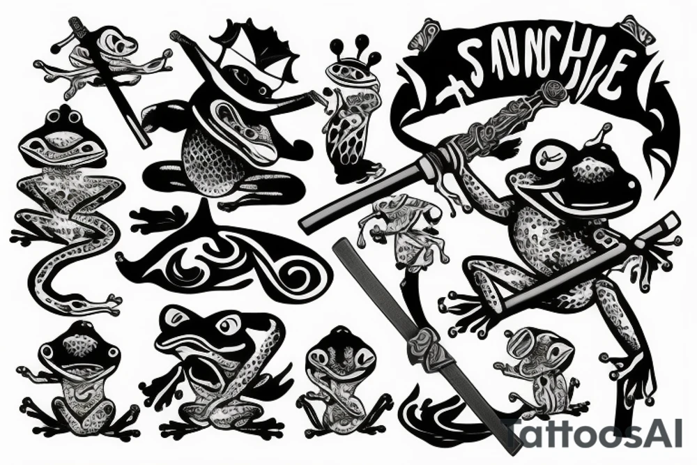 Frog with a samurai sword tattoo idea