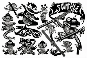 Frog with a samurai sword tattoo idea