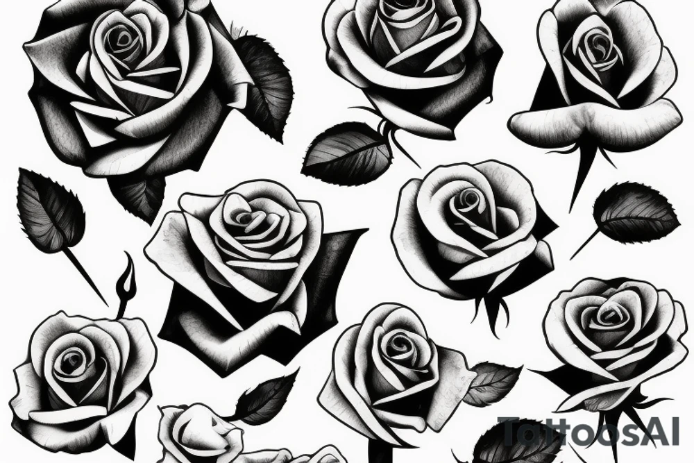 Roses with a knife tattoo idea