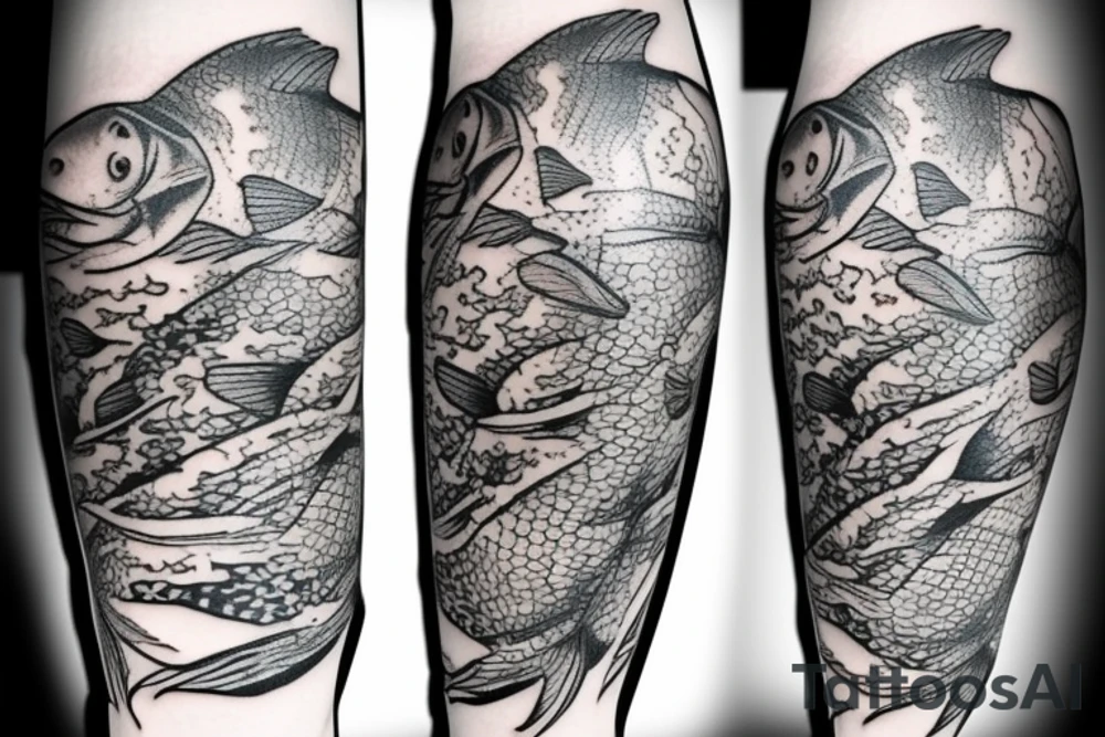 Fish with floral around the fish tattoo idea
