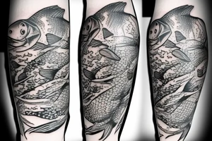Fish with floral around the fish tattoo idea