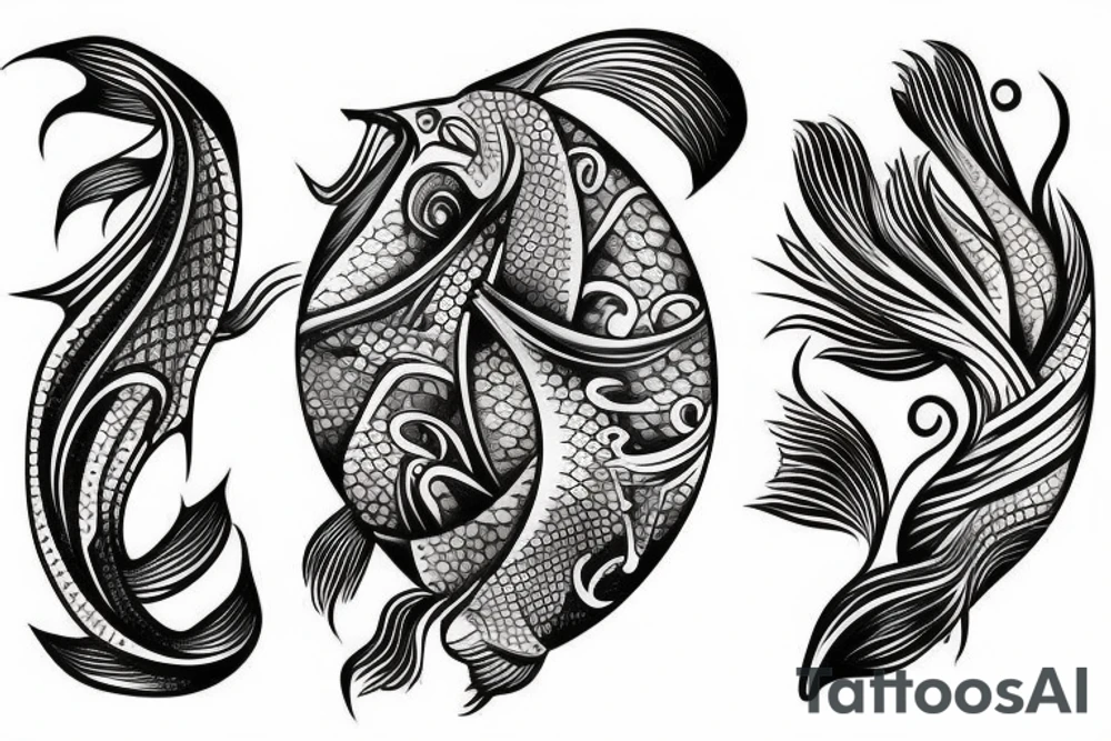 Fish with floral around the fish tattoo idea