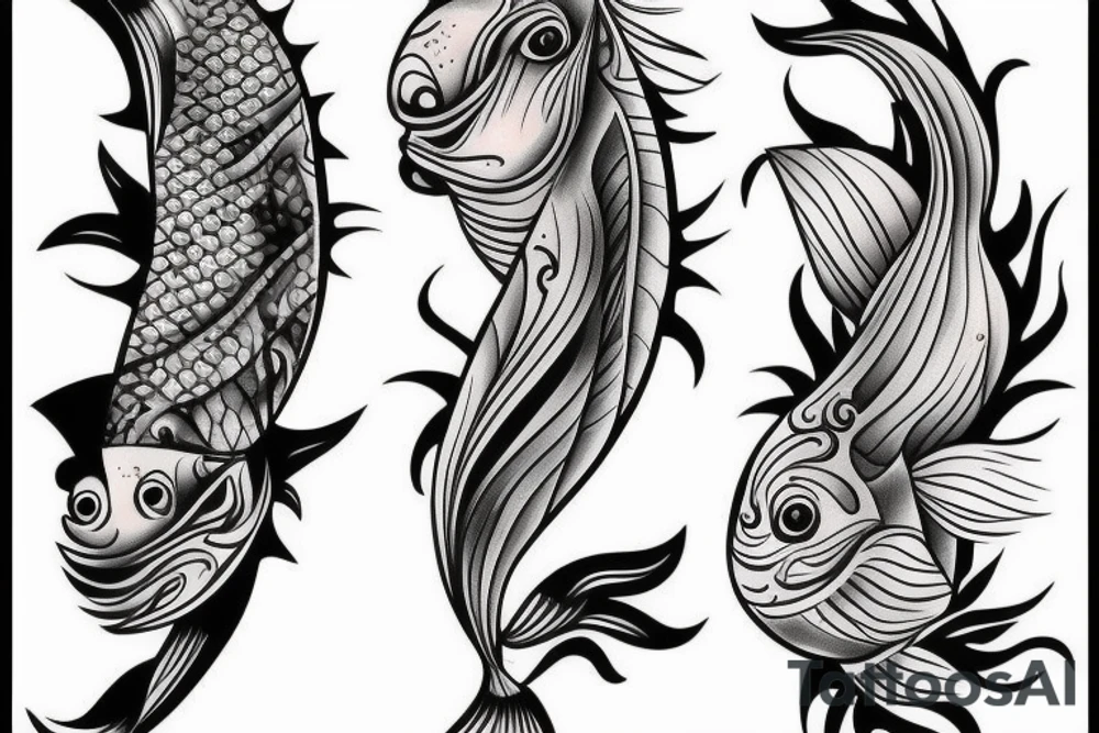 Fish with floral around the fish tattoo idea