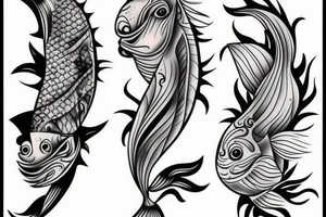 Fish with floral around the fish tattoo idea