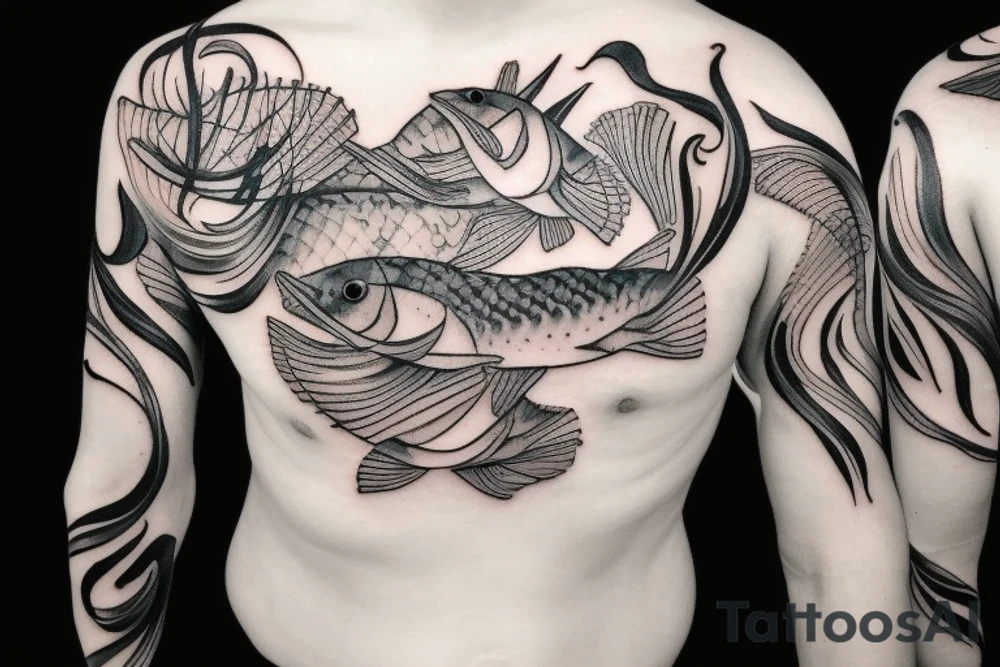 Fish with floral around the fish tattoo idea