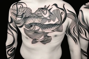 Fish with floral around the fish tattoo idea