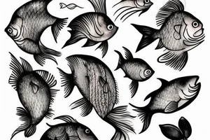 Fish with floral around the fish tattoo idea