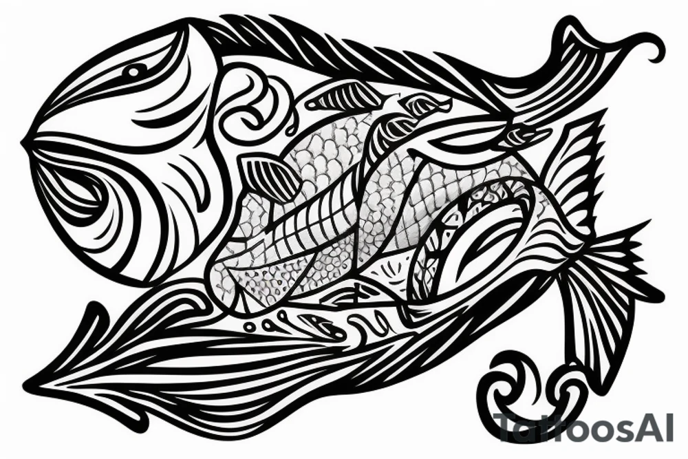 Fish with floral around the fish tattoo idea