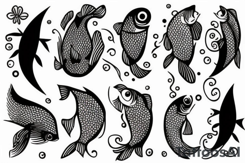 Fish with floral around the fish tattoo idea