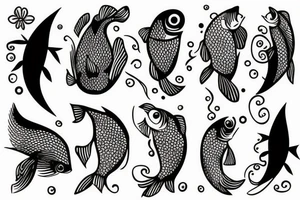 Fish with floral around the fish tattoo idea