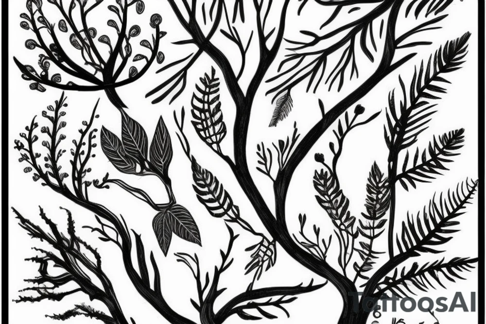Tree with leafs tattoo idea
