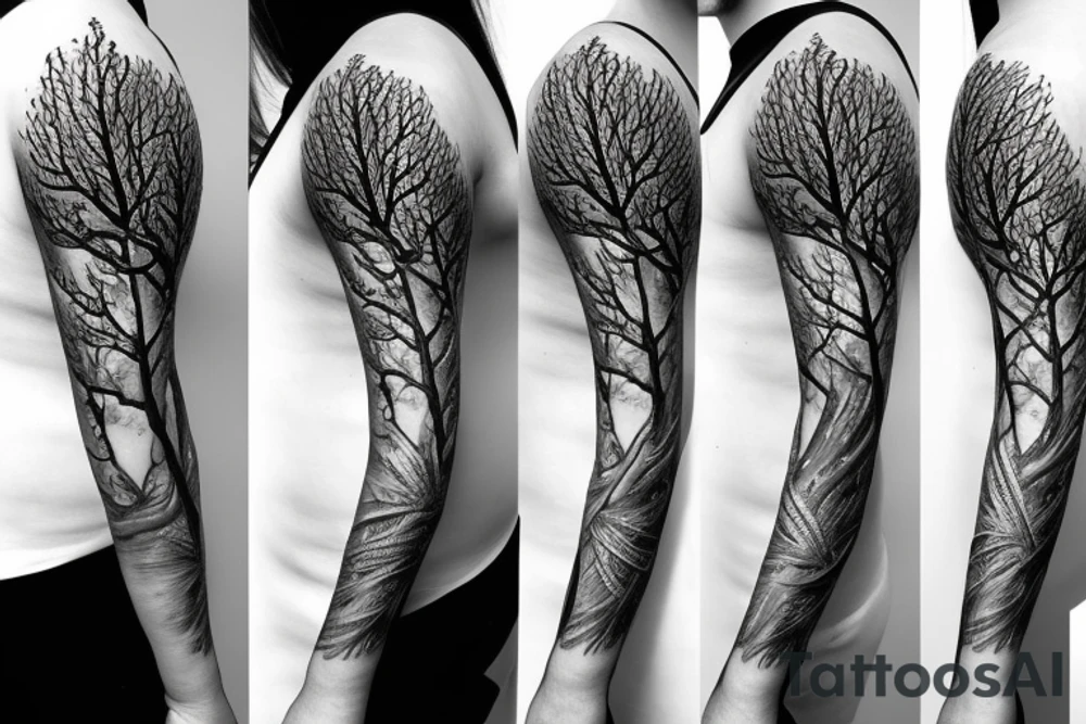 Tree with leafs tattoo idea