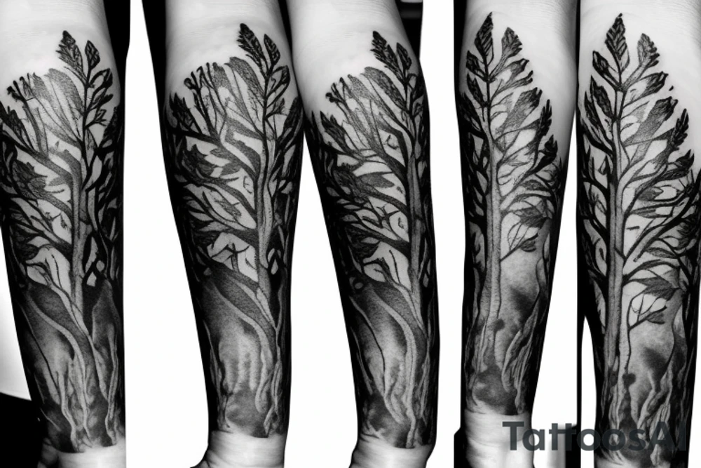 Tree with leafs tattoo idea