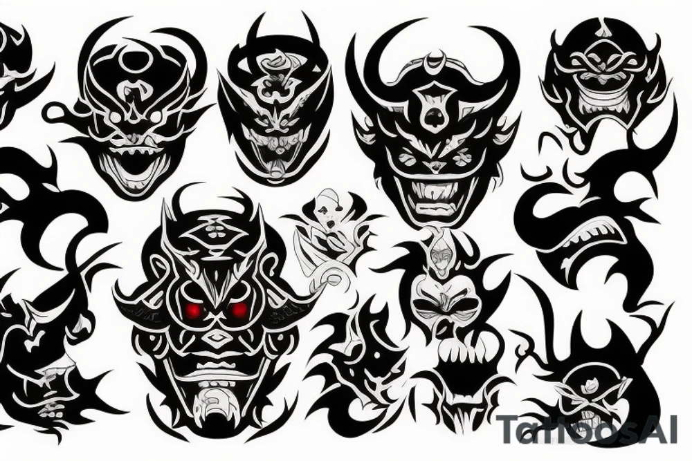 Demon mask tattoo idea