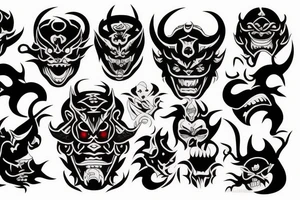 Demon mask tattoo idea