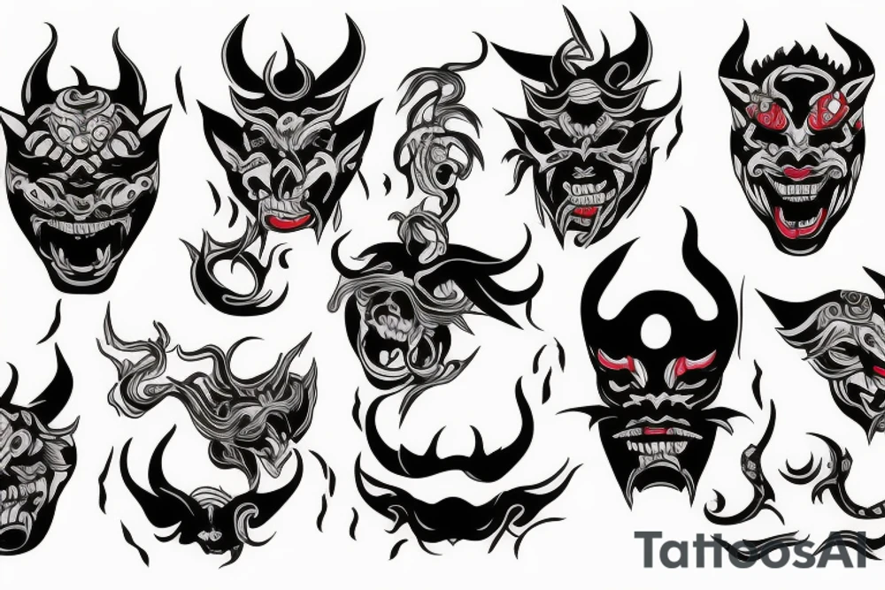 Demon mask tattoo idea