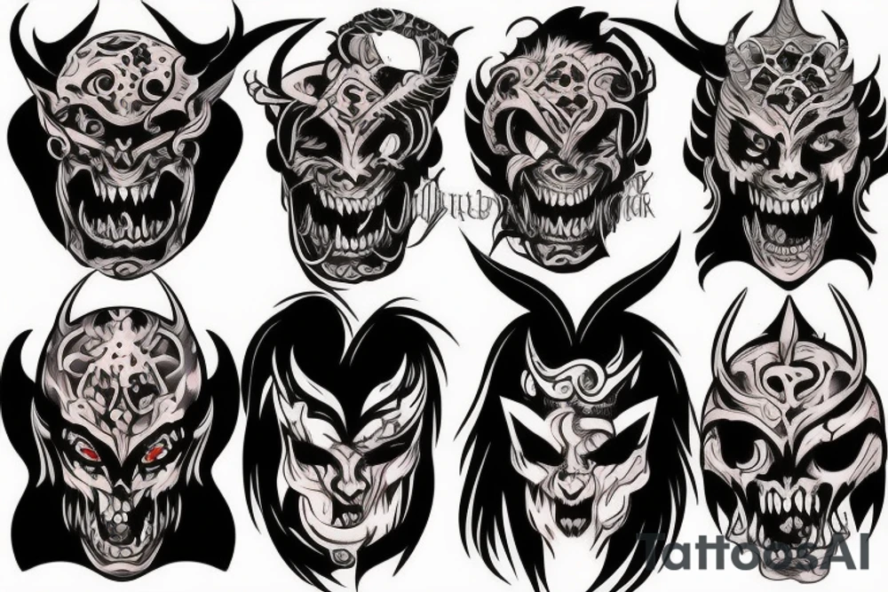 Demon mask tattoo idea
