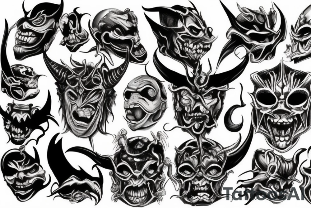 Demon mask tattoo idea