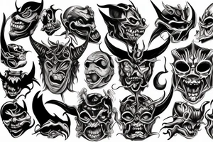 Demon mask tattoo idea