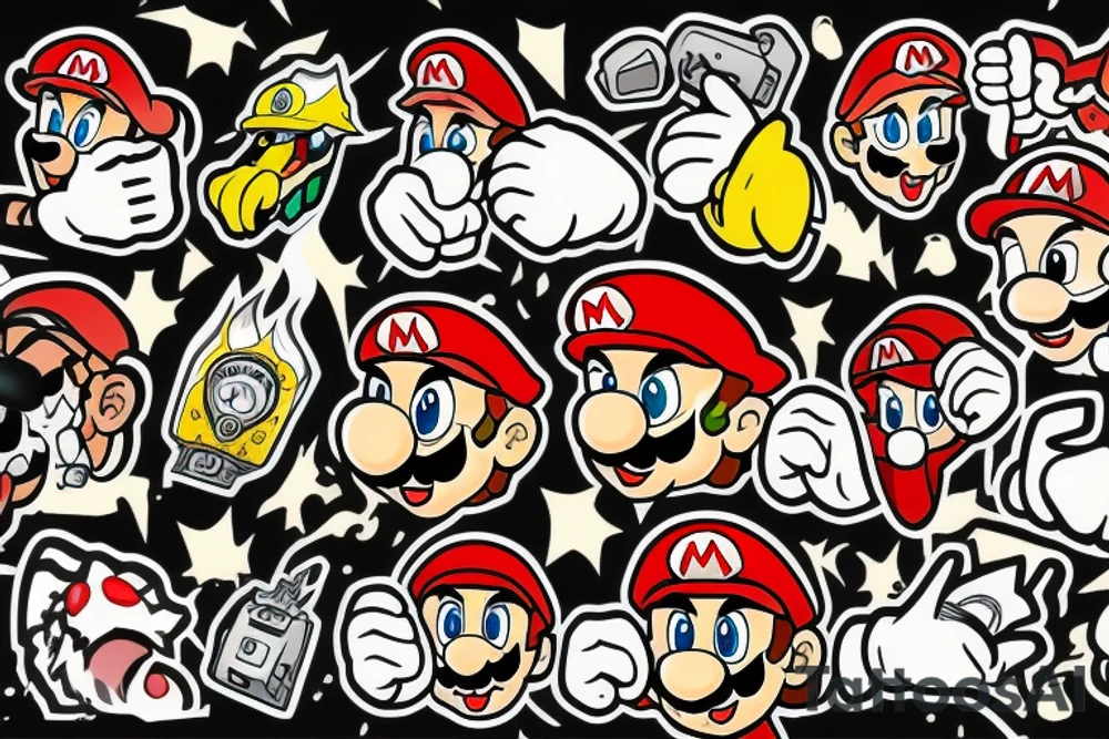 Mario in fire tattoo idea