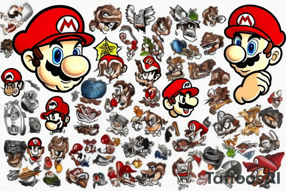 Mario in fire tattoo idea