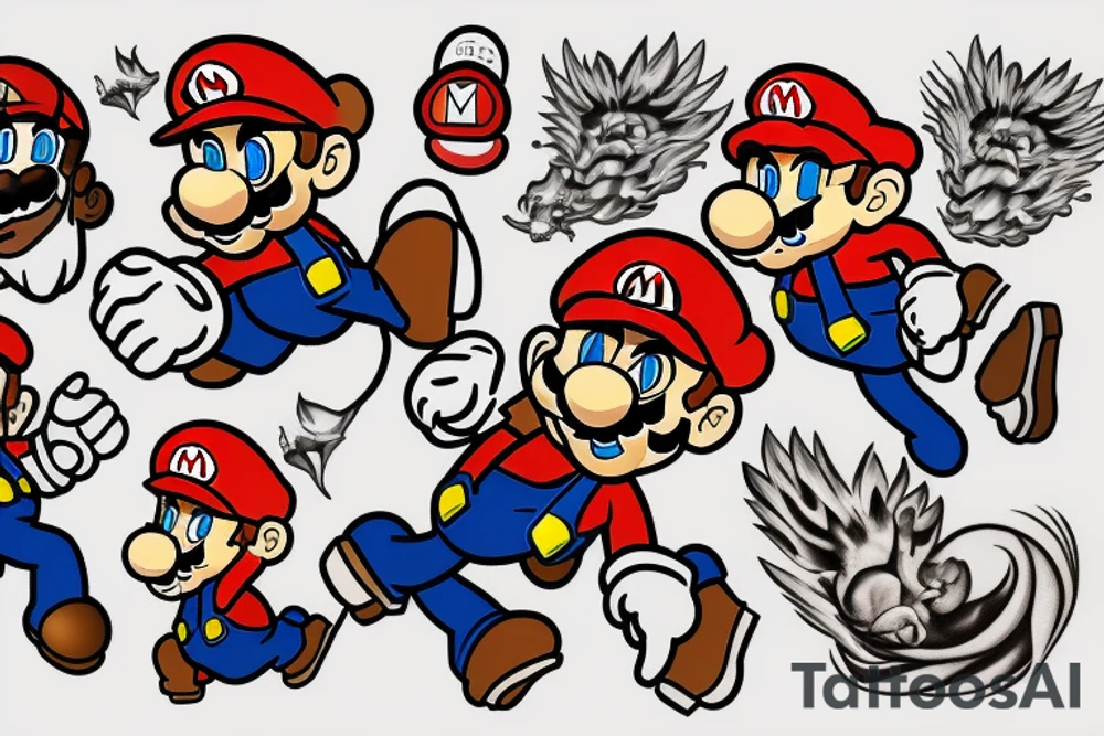Mario in fire tattoo idea