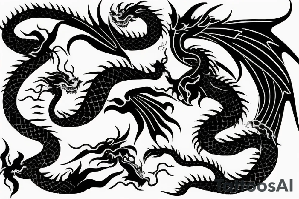 One fierce Japanese style dragon tattoo idea