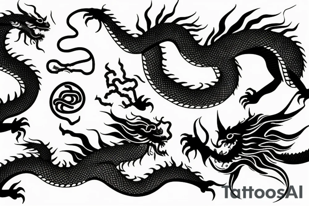 One 6 inches fierce chinese style dragon tattoo idea