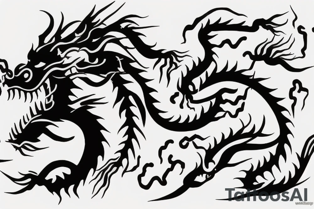 One 6 inches fierce chinese style face dragon tattoo idea
