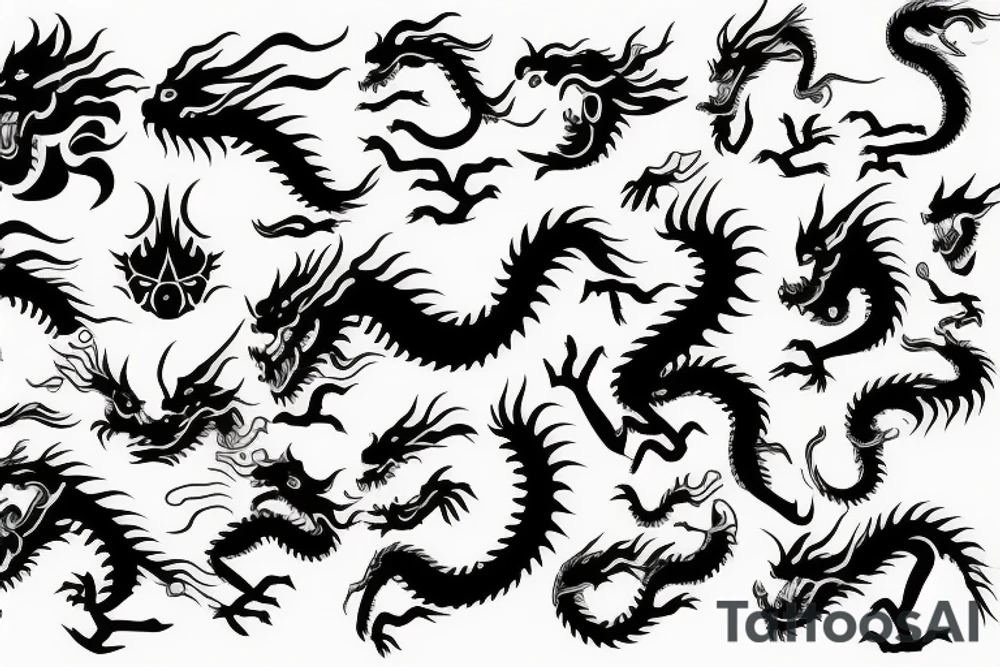 One 6 inches fierce chinese style face dragon tattoo idea
