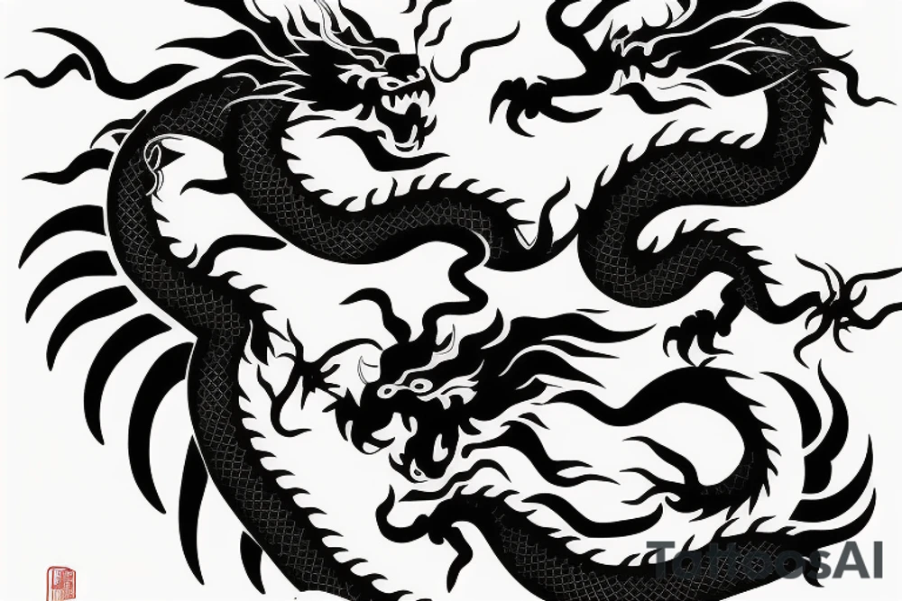 One 6 inches fierce chinese style face dragon tattoo idea