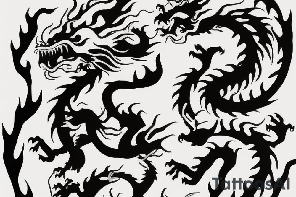 One 6 inches fierce chinese style face dragon tattoo idea