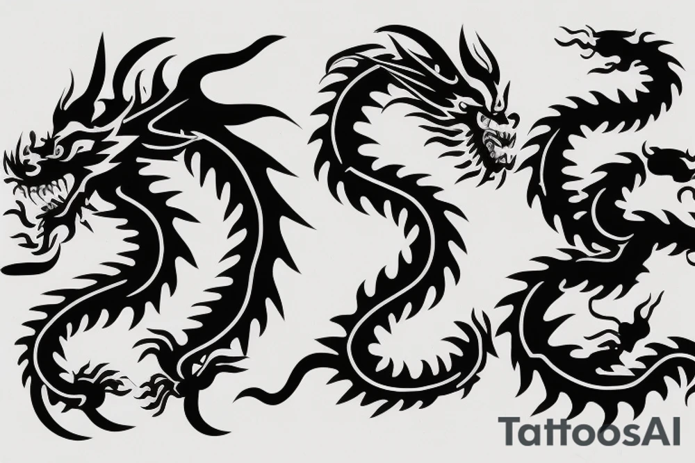 One 6 inches fierce chinese style face dragon tattoo idea