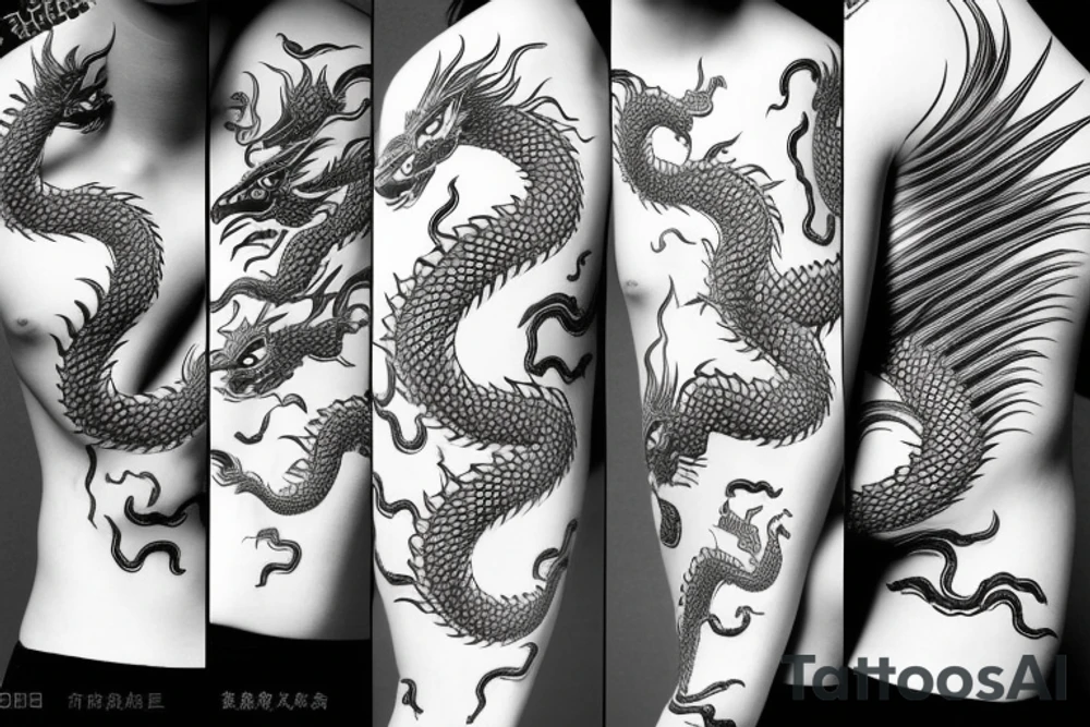 One 6 inches fierce chinese style face dragon tattoo idea