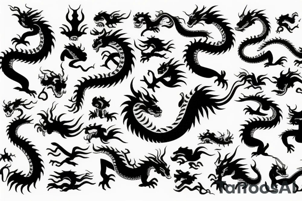 One 6 inches fierce chinese style face dragon tattoo idea