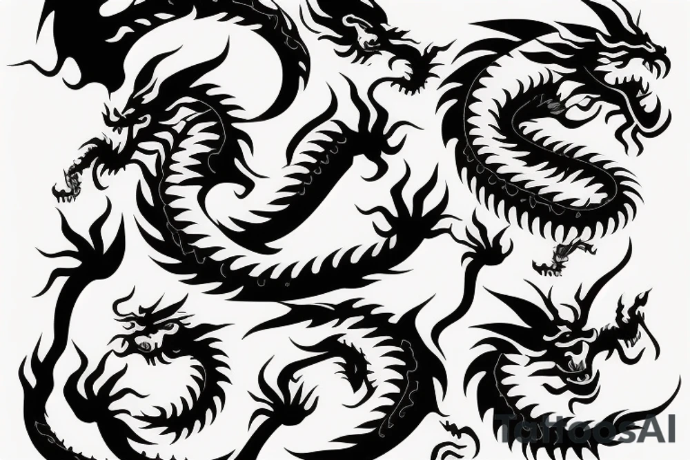 One 6 inches fierce chinese style face dragon tattoo idea