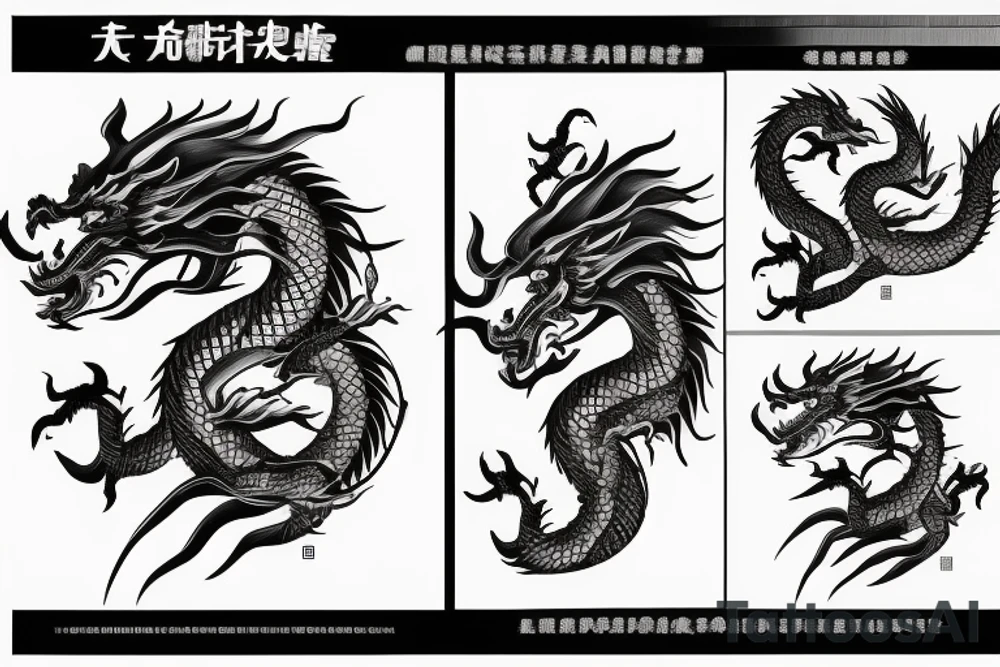 One 6 inches fierce chinese style face dragon tattoo idea