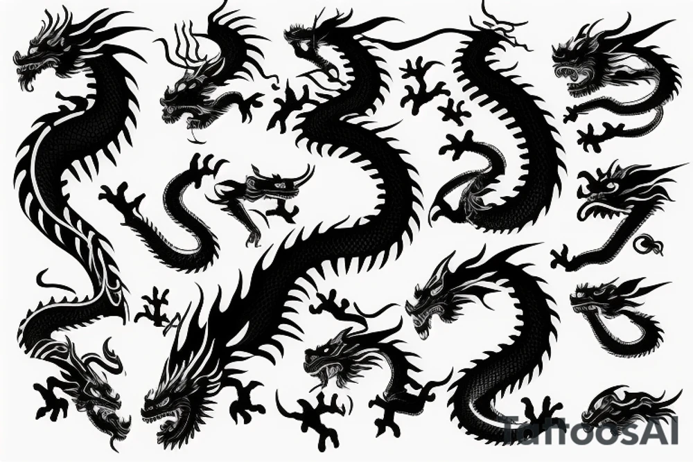 One 6 inches fierce chinese style face dragon tattoo idea