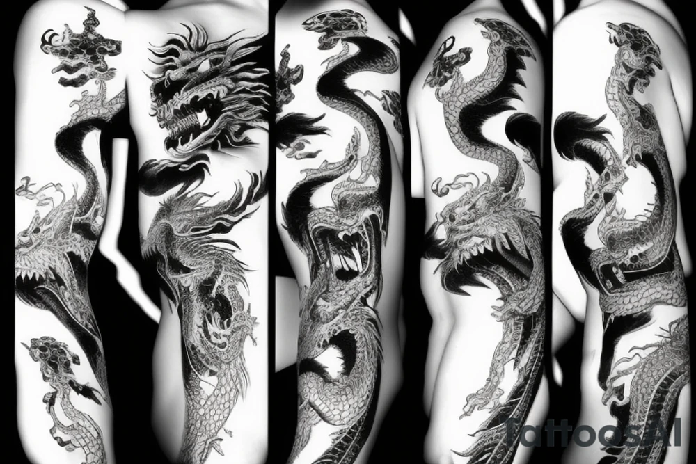 One 6 inches fierce chinese style face dragon tattoo idea