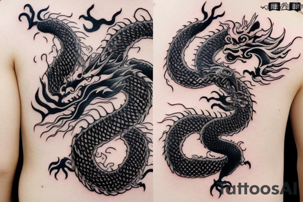 One 6 inches fierce chinese style face dragon around shoulder tattoo idea