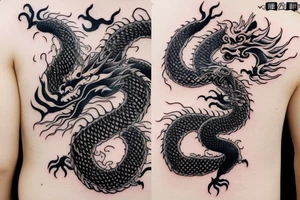 One 6 inches fierce chinese style face dragon around shoulder tattoo idea