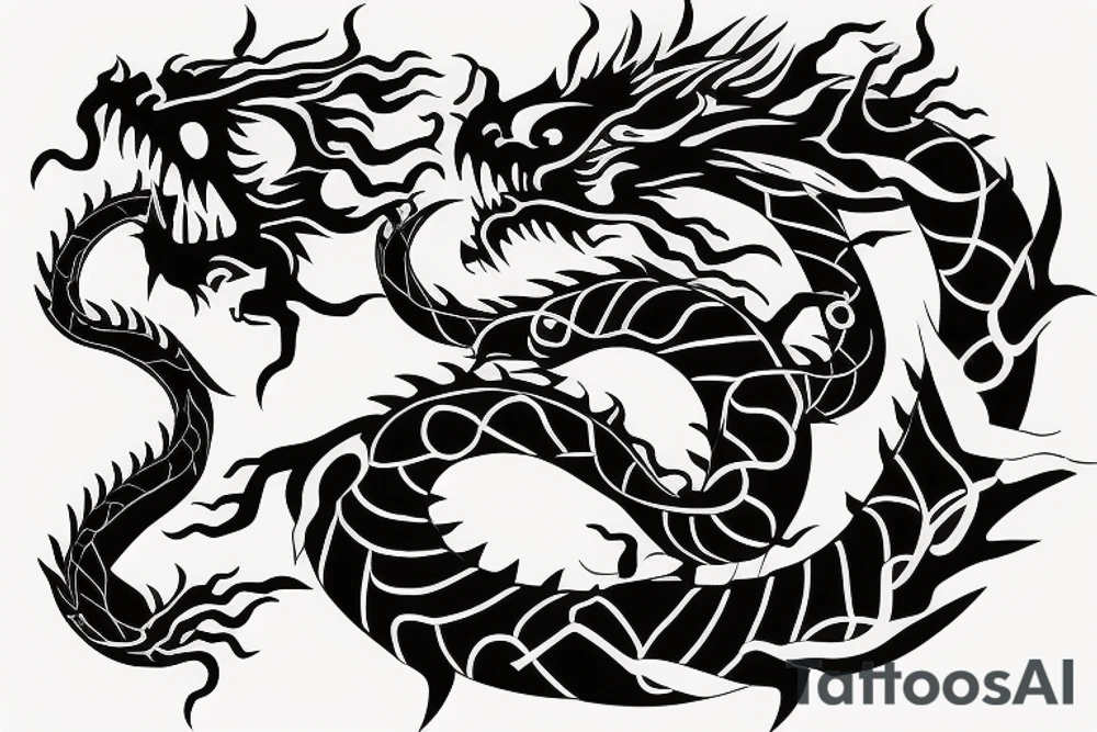 One 6 inches fierce chinese style face dragon around shoulder tattoo idea