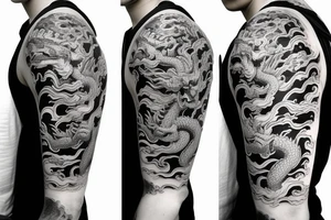 One 6 inches fierce chinese style face dragon around shoulder tattoo idea