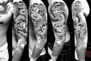 One 6 inches fierce chinese style face dragon around shoulder tattoo idea