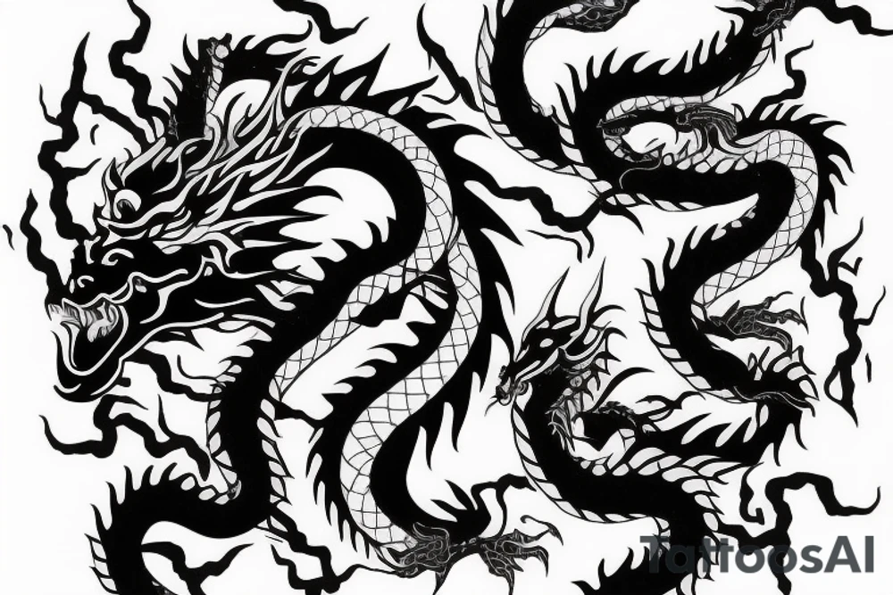 One 6 inches fierce chinese style face dragon around shoulder tattoo idea