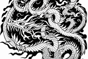 One 6 inches fierce chinese style face dragon around shoulder tattoo idea