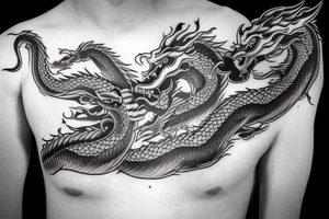 One 6 inches fierce chinese style face dragon around shoulder tattoo idea