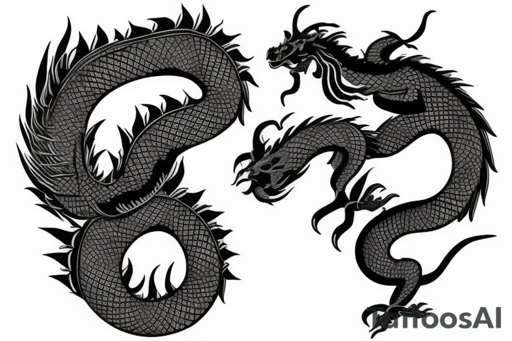 One 6 inches full body of a fierce chinese style dragon around shoulder tattoo idea