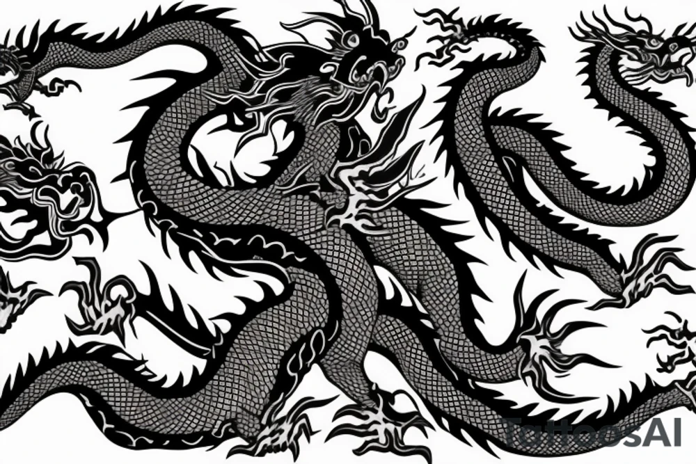 One 6 inches full body of a fierce chinese style dragon around shoulder tattoo idea